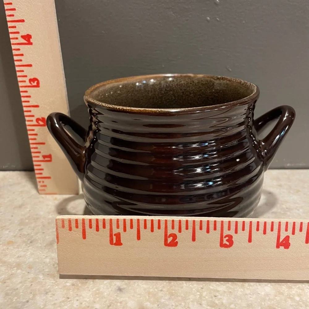 CRATE & BARREL Set of 2 Brunswick Stoneware Chili Soup Bowl Crock 2 Handles